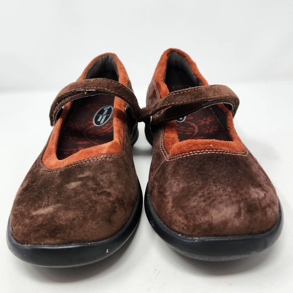 Aetrex Womens Julie Wrap Around Mary Jane Flats 8 D Comfort Shoes Brown Orange - Picture 3 of 9